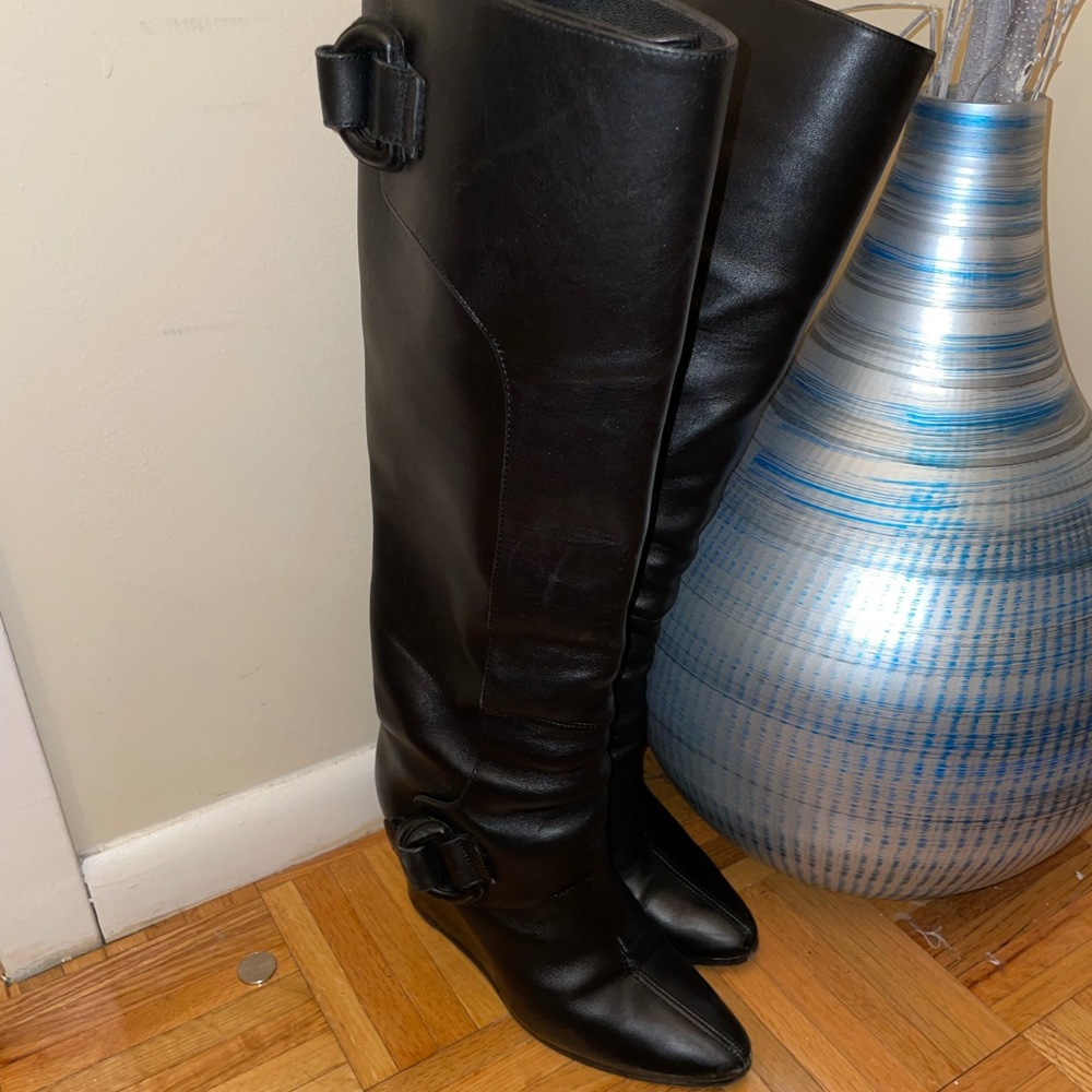 Balenciaga black wedge boot